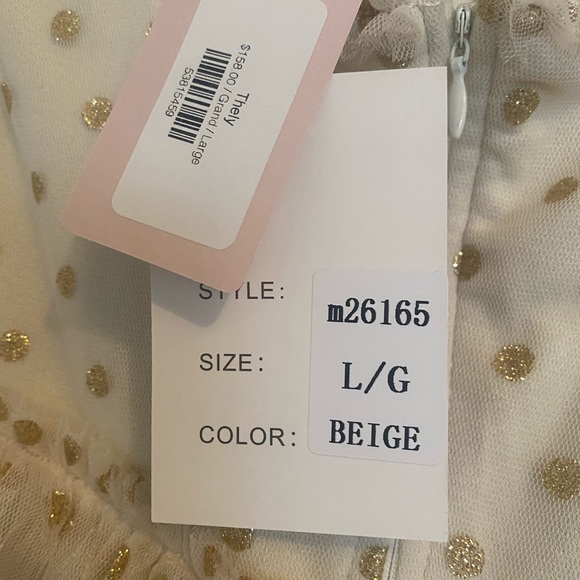 Off white maxi dress with gold polka dots - Picture 6 of 10